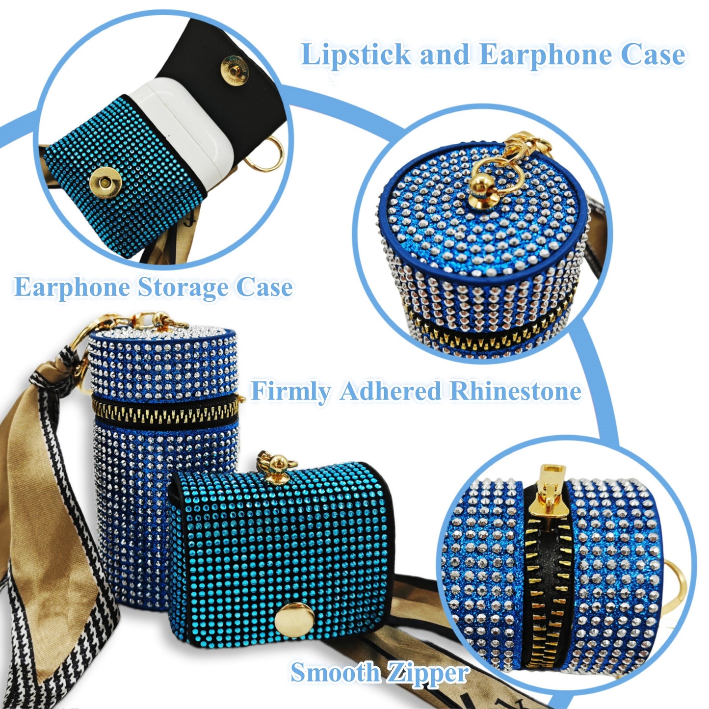 BATUMEYE Gift Set for Woman with Bottle Opener, Card Holder, Wristlet Strap, Whistle, Travel Bottle Holder(Bag Blue)