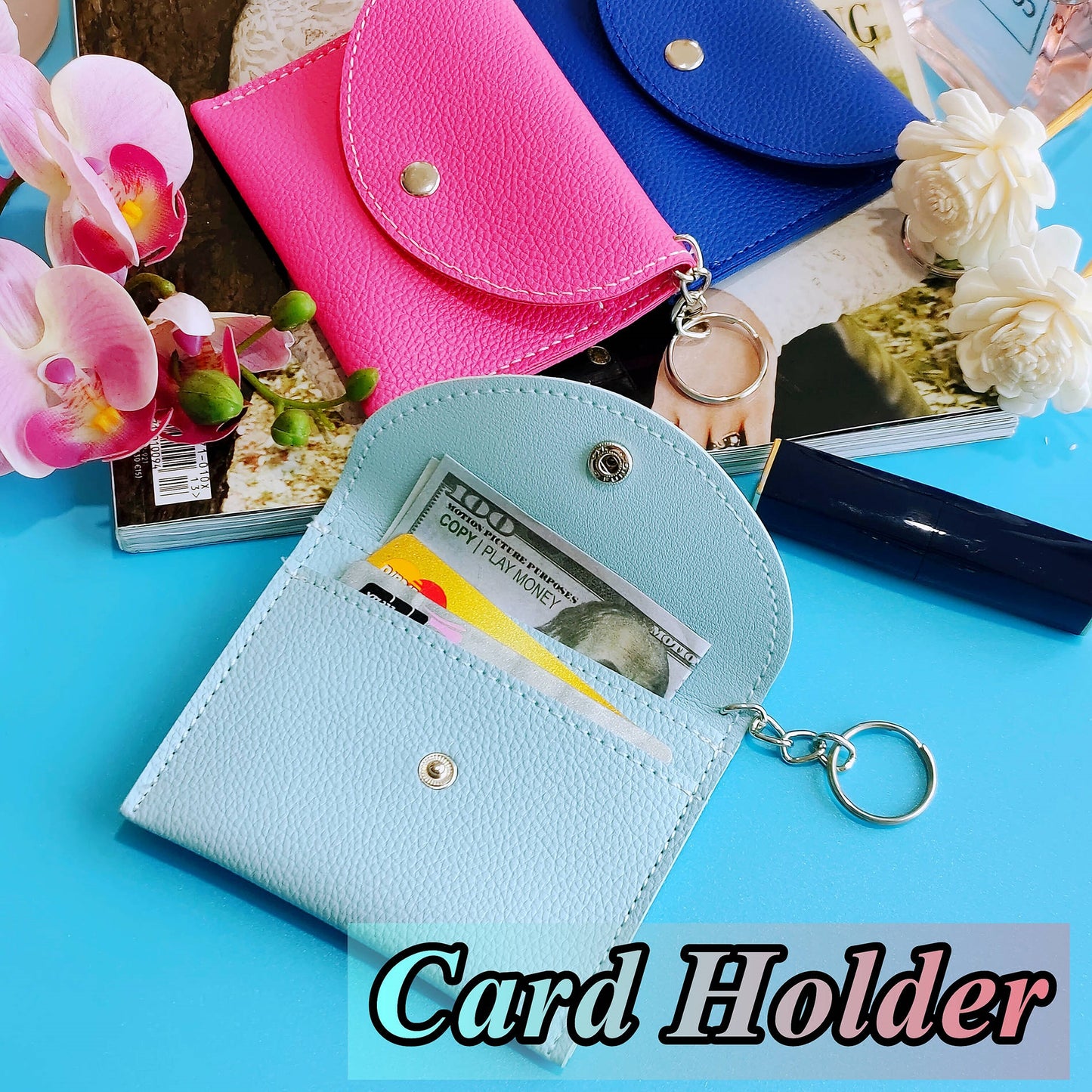 BATUMEYE Gift Set for Woman with Bottle Opener, Card Holder, Wristlet Strap, Whistle, Travel Bottle Holder(Bag Blue)
