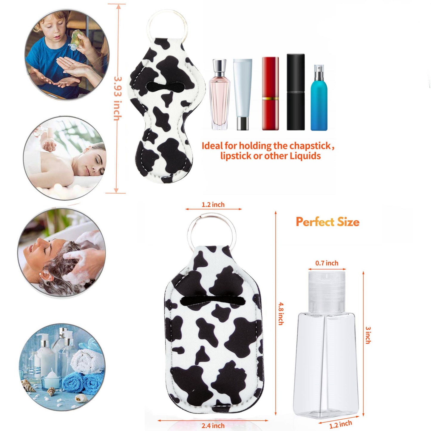 BATUMEYE Gift Set for Woman with Pom Pom Ball, Lip Balm Lanyard, Card Holder, Whistle, Travel Bottle Holder, BottleOpen Cowprint