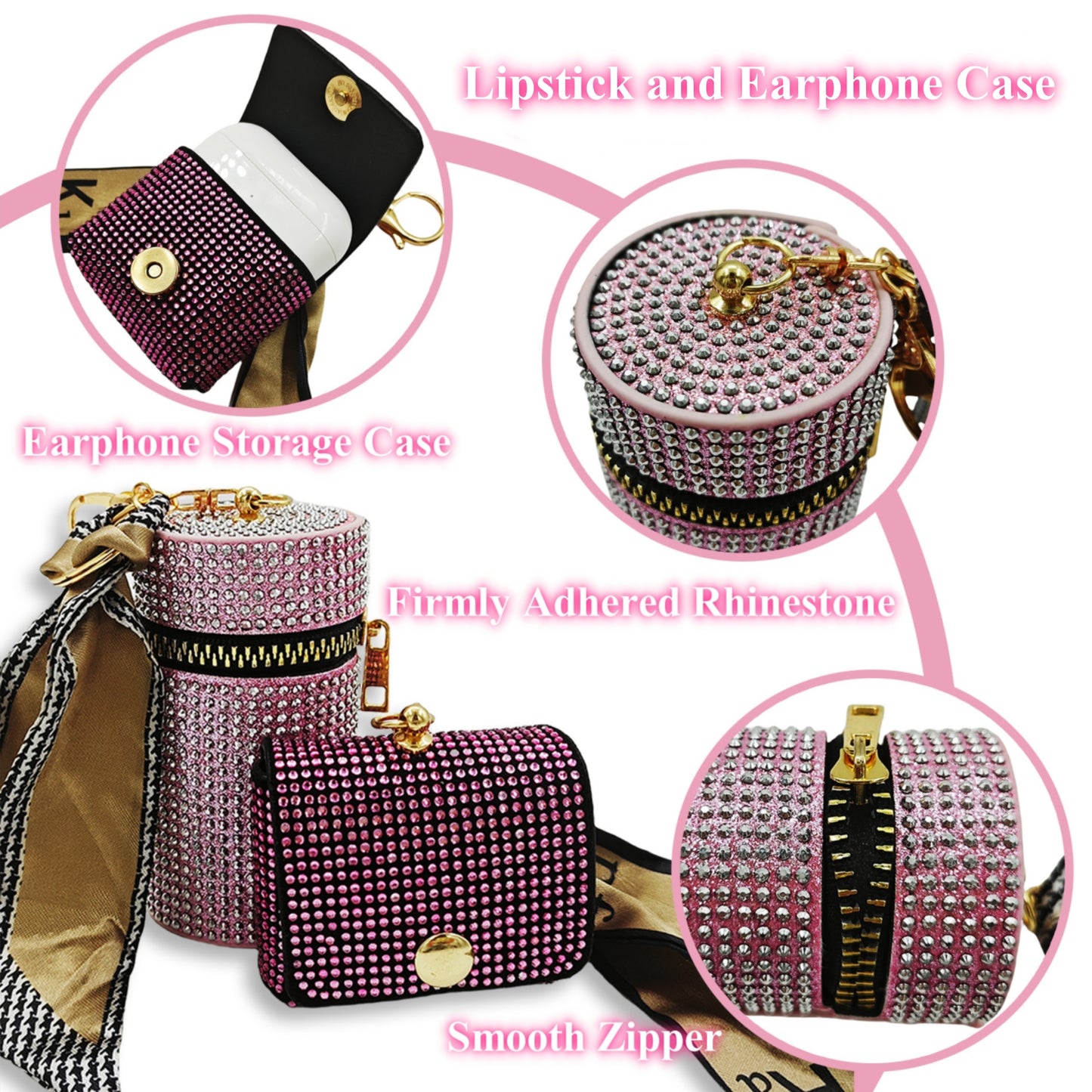 BATUMEYE Gift Set for Woman with Bottle Opener, Card Holder, Wristlet Strap, Whistle, Travel Bottle Holder(Bag Pink)