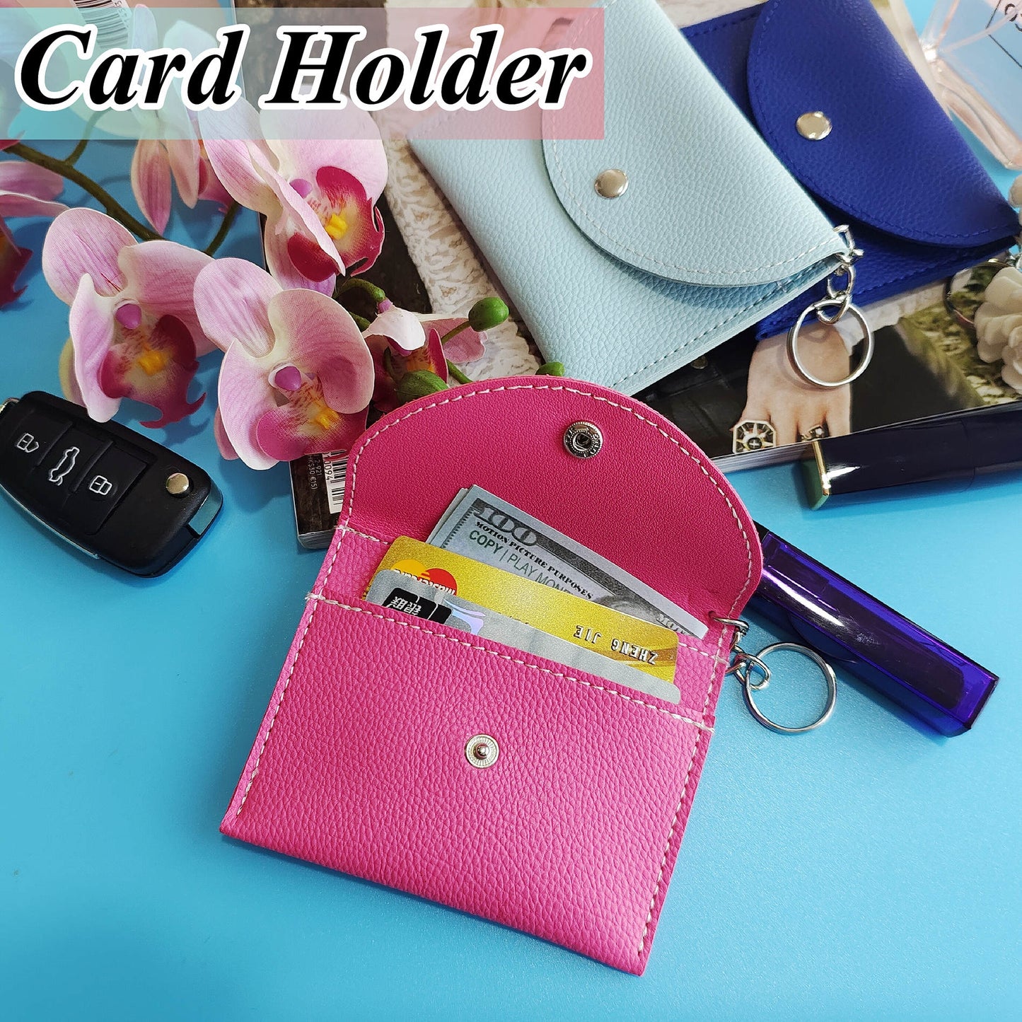 BATUMEYE Gift Set for Woman with Bottle Opener, Card Holder, Wristlet Strap, Whistle, Travel Bottle Holder(Bag Pink)