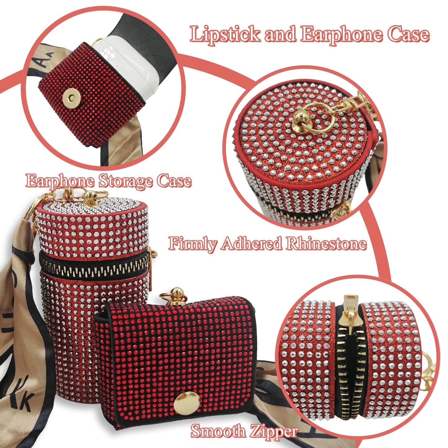 BATUMEYE Gift Set for Woman with Bottle Opener, Card Holder, Wristlet Strap, Whistle, Travel Bottle Holder(Bag Red)