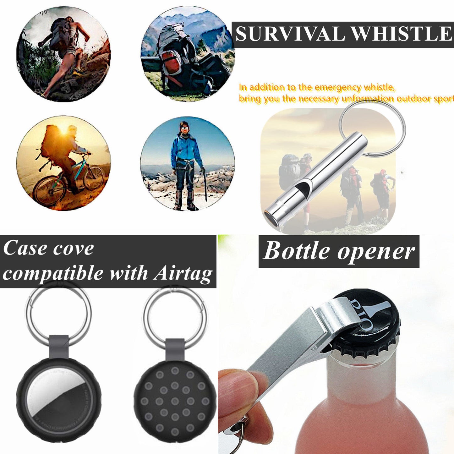 BATUMEYE Gift Set for Woman with Pom Pom Ball, Lip Balm Lanyard, Card Holder, Whistle, Travel Bottle Holder, BottleOpen Marble Grey
