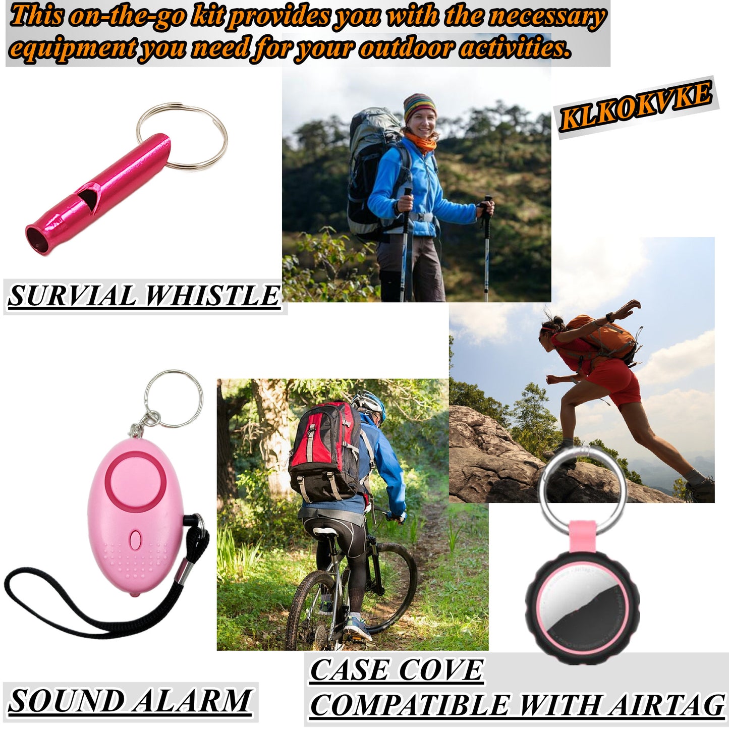 BATUMEYE Gift Set for Woman with Pom Pom Ball, Lip Balm Lanyard, Card Holder, Whistle, Travel Bottle Holder, BottleOpen, Seatbelt Cutter Marble Pink