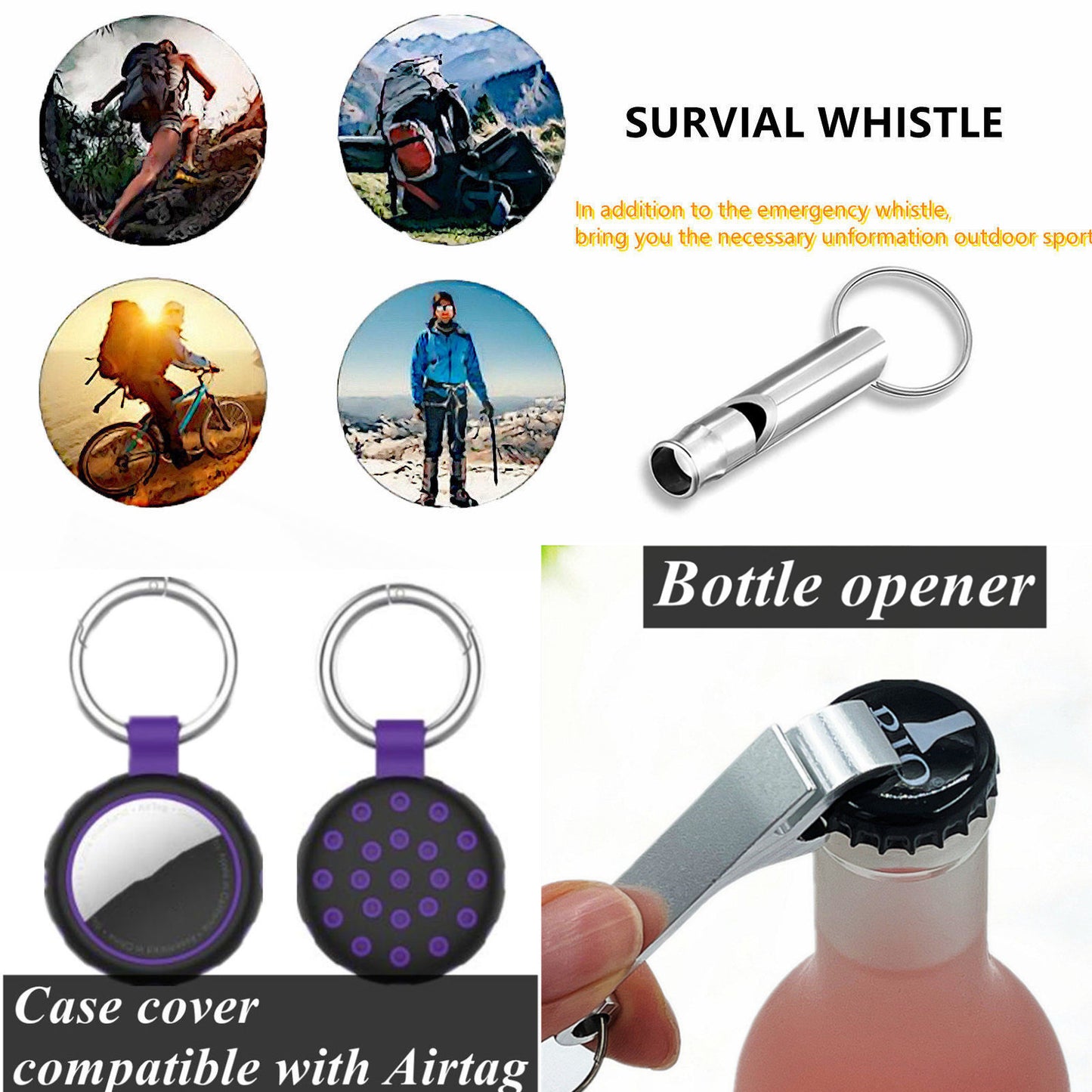 BATUMEYE Gift Set for Woman with Pom Pom Ball, Lip Balm Lanyard, Card Holder, Whistle, Travel Bottle Holder, BottleOpen Purple
