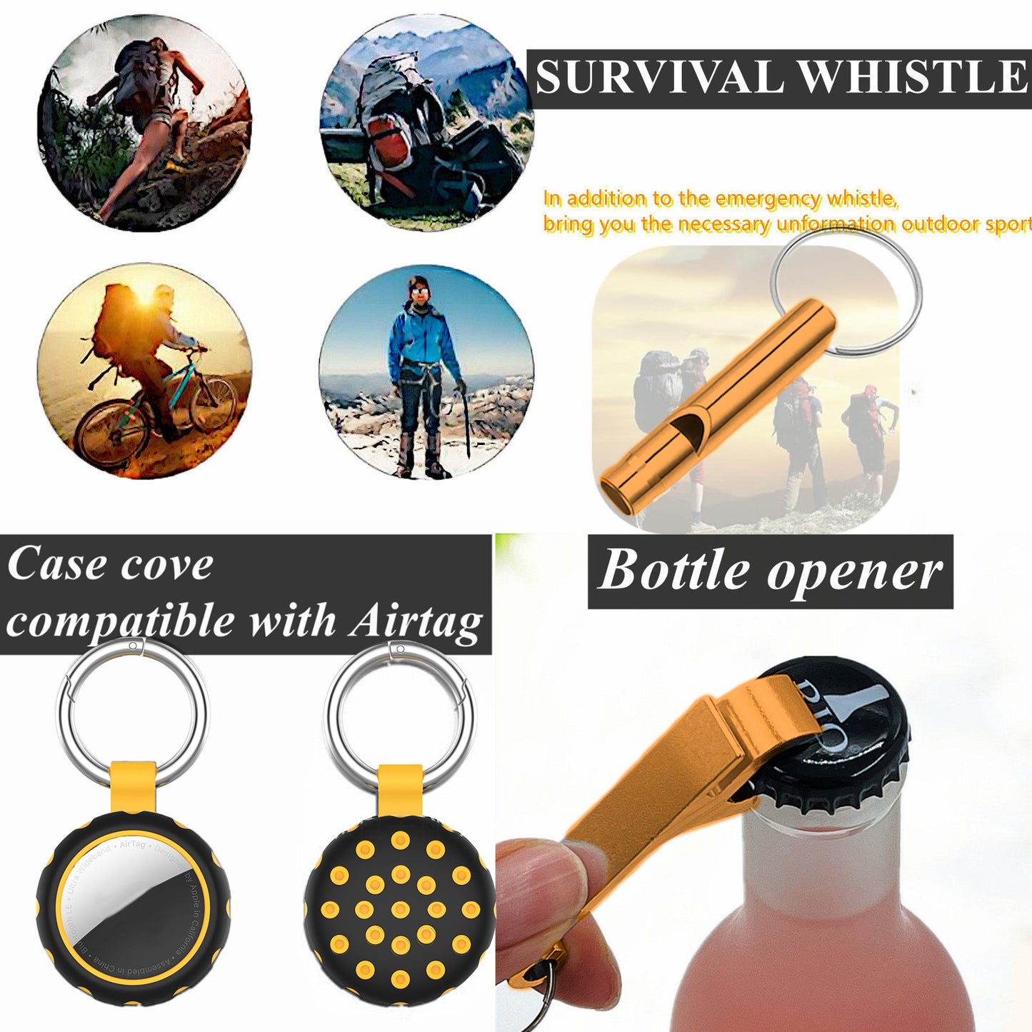 BATUMEYE Gift Set for Woman with Pom Pom Ball, Lip Balm Lanyard, Card Holder, Whistle, Travel Bottle Holder, BottleOpen Dia-Yellow