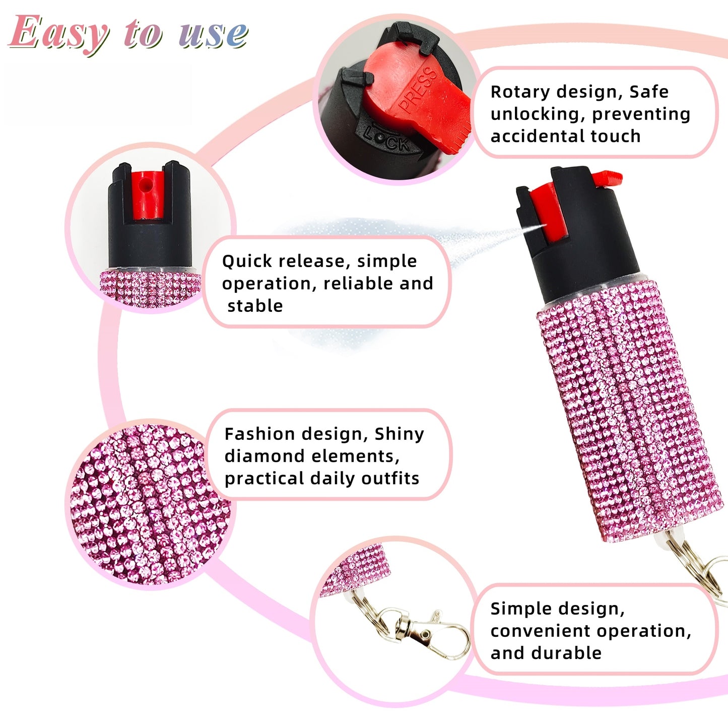 BATUMEYE Gift Keychain Set for Women Including Wrist Strap, Heart Accessory, Petal Decor and Pom Pom Pink