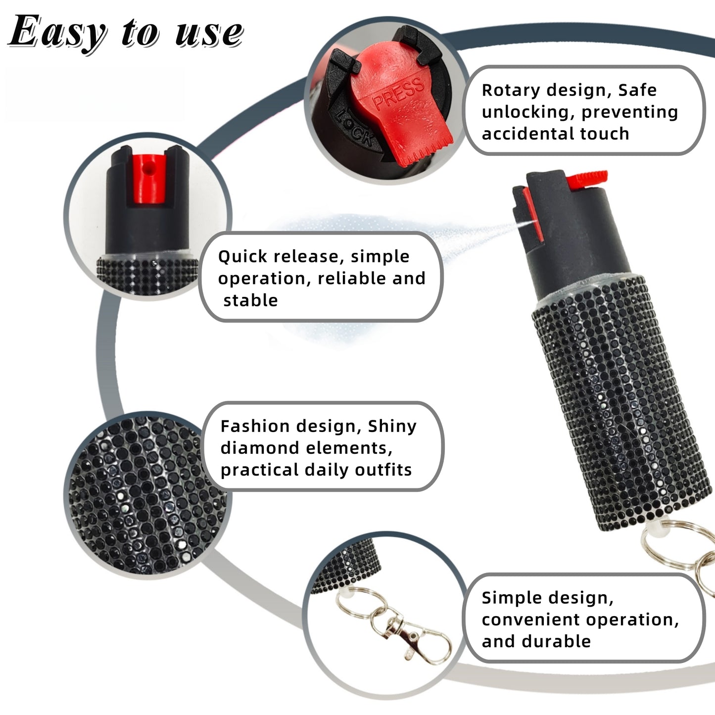 BATUMEYE Gift Keychain Set for Women Including Wrist Strap, Heart Accessory, Petal Decor and Pom Pom Black