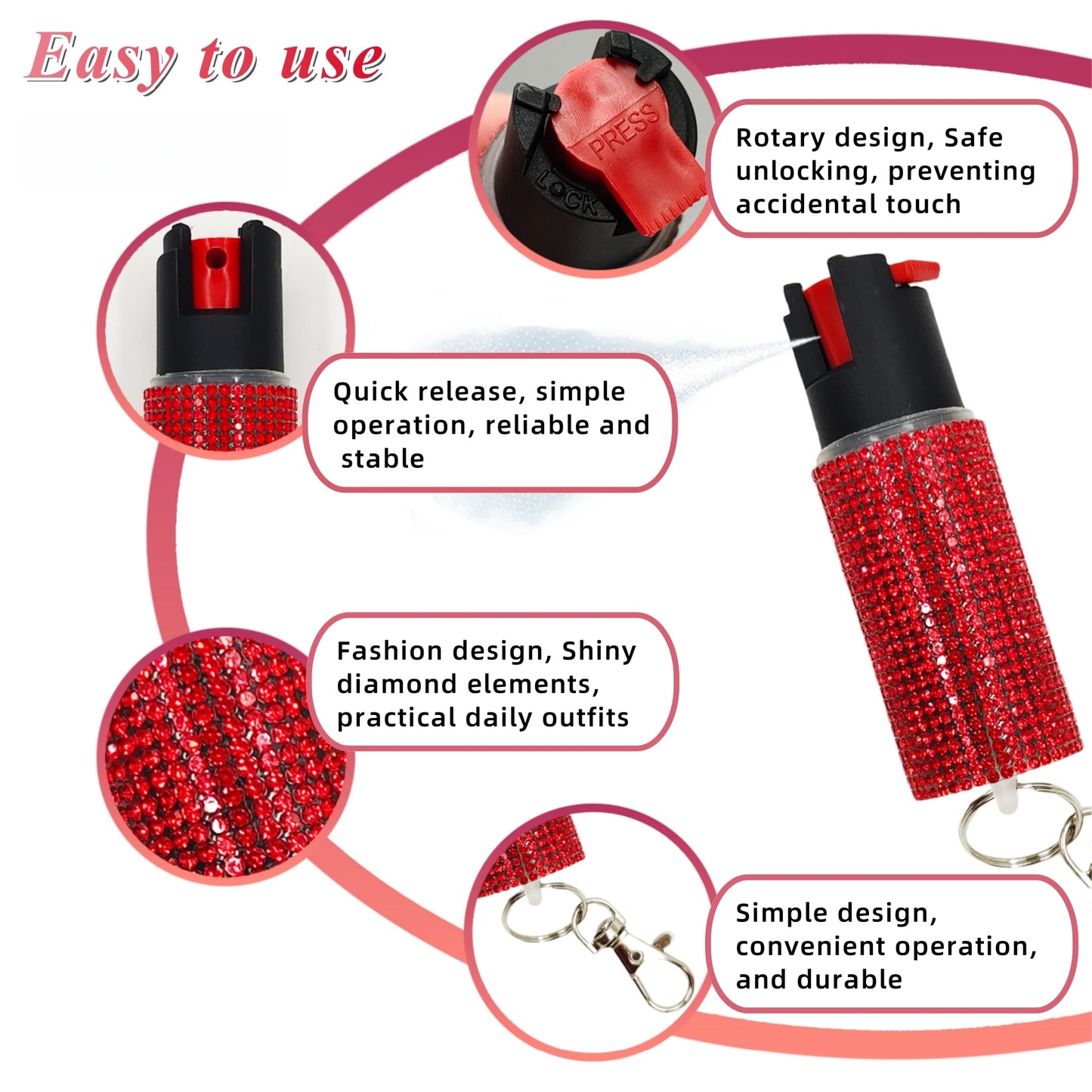 BATUMEYE Gift Keychain Set for Women Including Wrist Strap, Heart Accessory, Petal Decor and Pom Pom Red