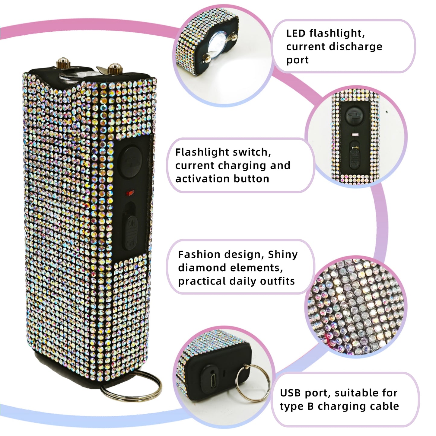 BATUMEYE Gift Keychain Set for Women Including Wrist Strap, Heart Accessory, Petal Decor and Pom Pom Grey