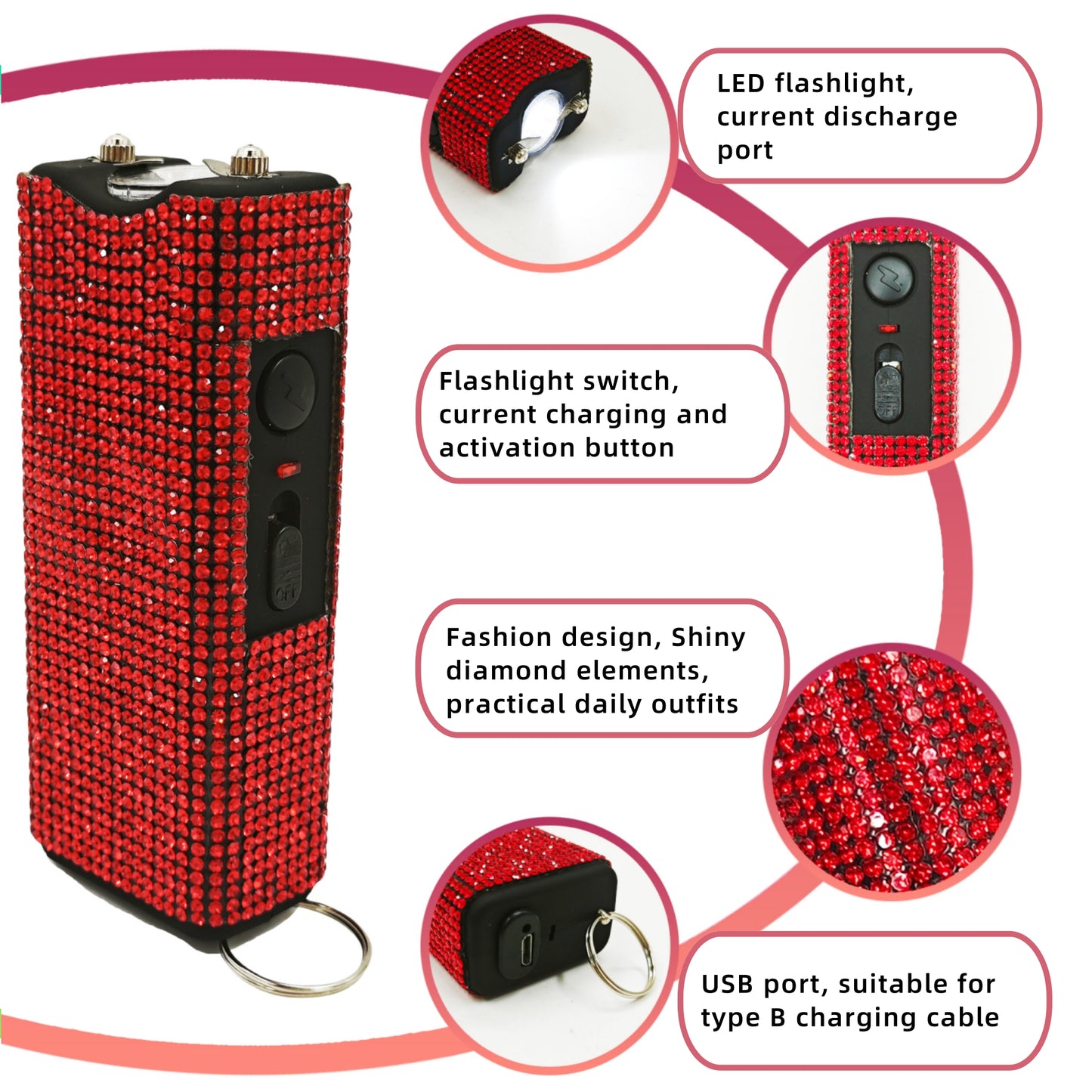 BATUMEYE Gift Keychain Set for Women Including Wrist Strap, Heart Accessory, Petal Decor and Pom Pom Red